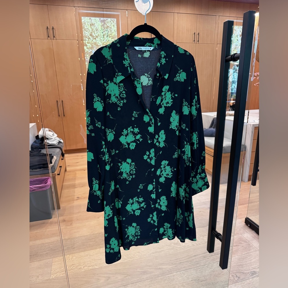 Black and green floral dress